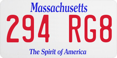 MA license plate 294RG8