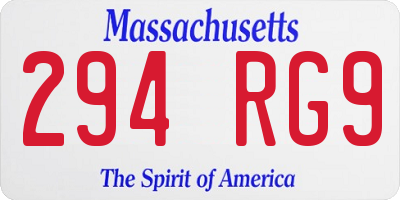 MA license plate 294RG9