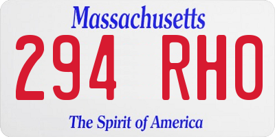 MA license plate 294RH0