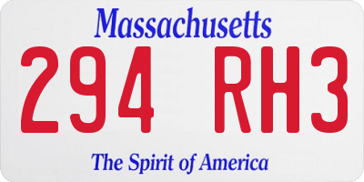 MA license plate 294RH3