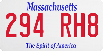 MA license plate 294RH8