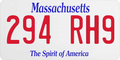 MA license plate 294RH9