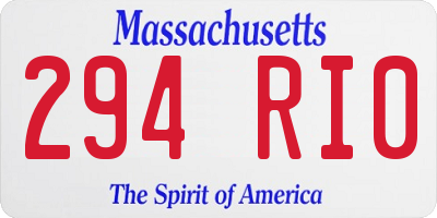 MA license plate 294RI0