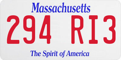 MA license plate 294RI3
