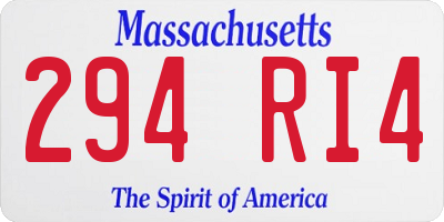 MA license plate 294RI4