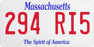 MA license plate 294RI5