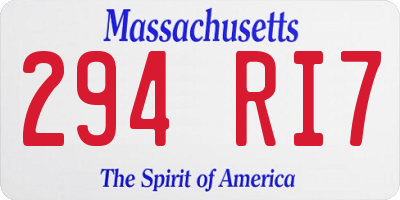 MA license plate 294RI7