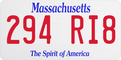 MA license plate 294RI8