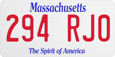 MA license plate 294RJ0