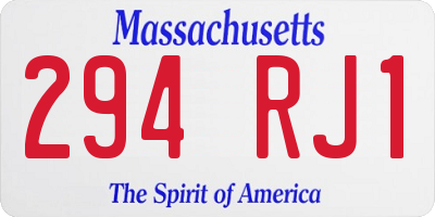 MA license plate 294RJ1