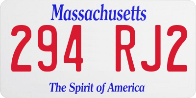 MA license plate 294RJ2