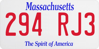 MA license plate 294RJ3