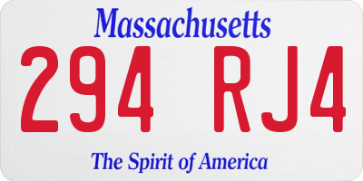 MA license plate 294RJ4