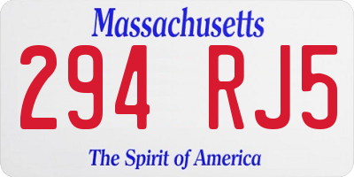 MA license plate 294RJ5