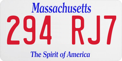 MA license plate 294RJ7