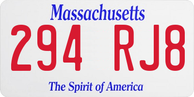 MA license plate 294RJ8