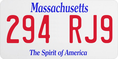 MA license plate 294RJ9