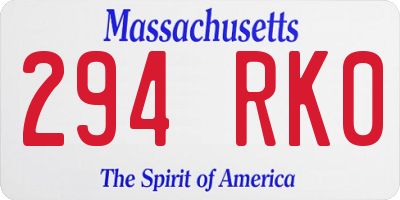 MA license plate 294RK0