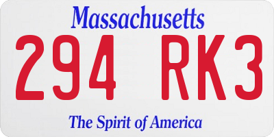 MA license plate 294RK3