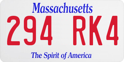 MA license plate 294RK4