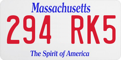 MA license plate 294RK5