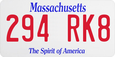 MA license plate 294RK8