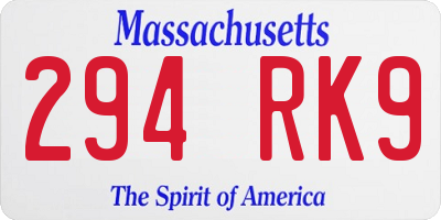MA license plate 294RK9