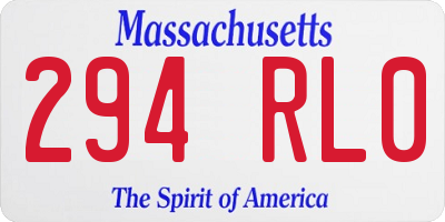 MA license plate 294RL0