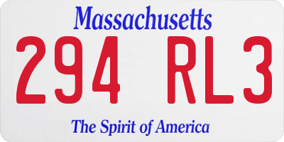 MA license plate 294RL3