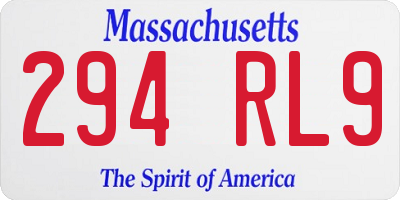 MA license plate 294RL9