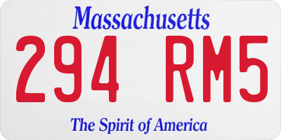 MA license plate 294RM5