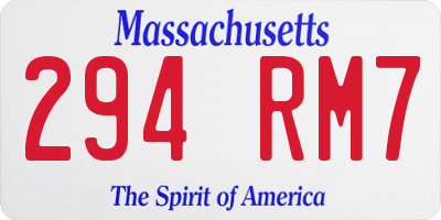 MA license plate 294RM7