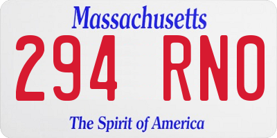 MA license plate 294RN0