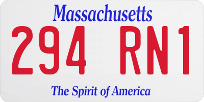 MA license plate 294RN1