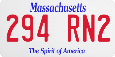 MA license plate 294RN2