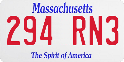 MA license plate 294RN3
