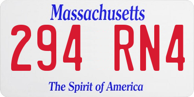 MA license plate 294RN4