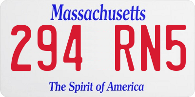 MA license plate 294RN5