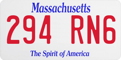 MA license plate 294RN6