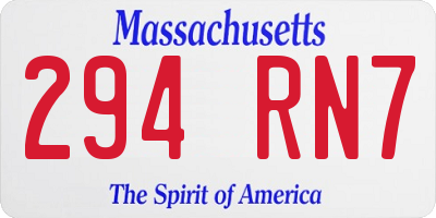 MA license plate 294RN7