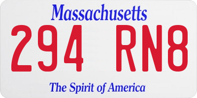 MA license plate 294RN8