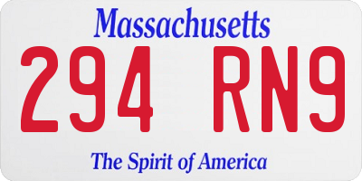 MA license plate 294RN9