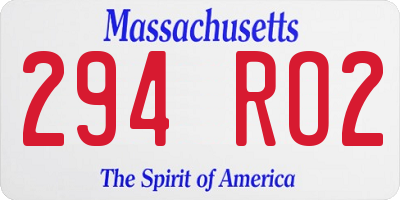 MA license plate 294RO2