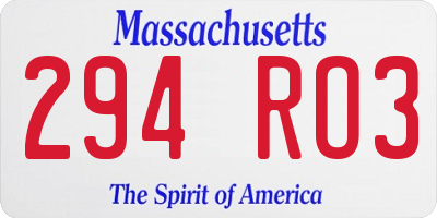 MA license plate 294RO3