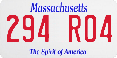MA license plate 294RO4