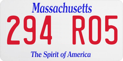 MA license plate 294RO5