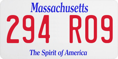MA license plate 294RO9