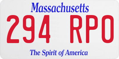 MA license plate 294RP0