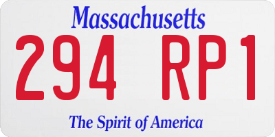 MA license plate 294RP1