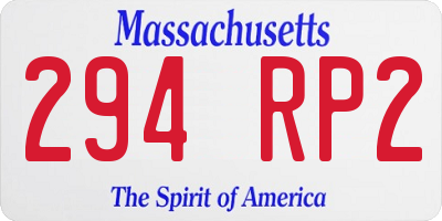 MA license plate 294RP2
